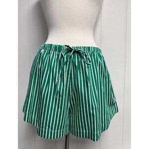French Connection Green & White Striped High Waist Shorts